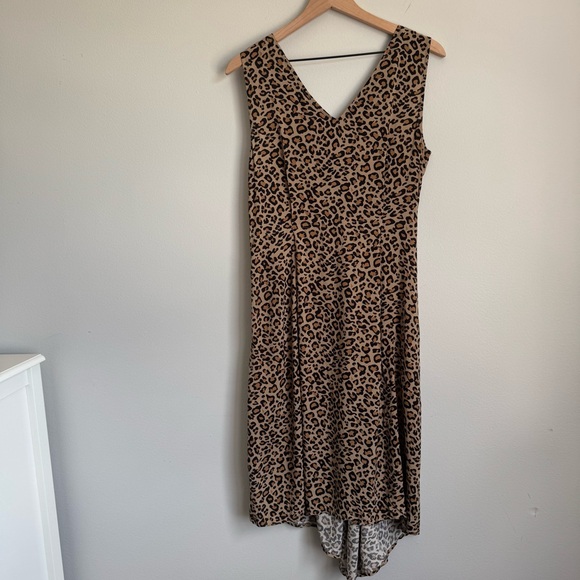 beachlunchlounge Brown Leopard Print Midi Dress Medium Flowy Capsule Beachy - Picture 11 of 15